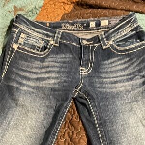 Miss Me Blue Boot Cut Jeans with Decorative Stitching